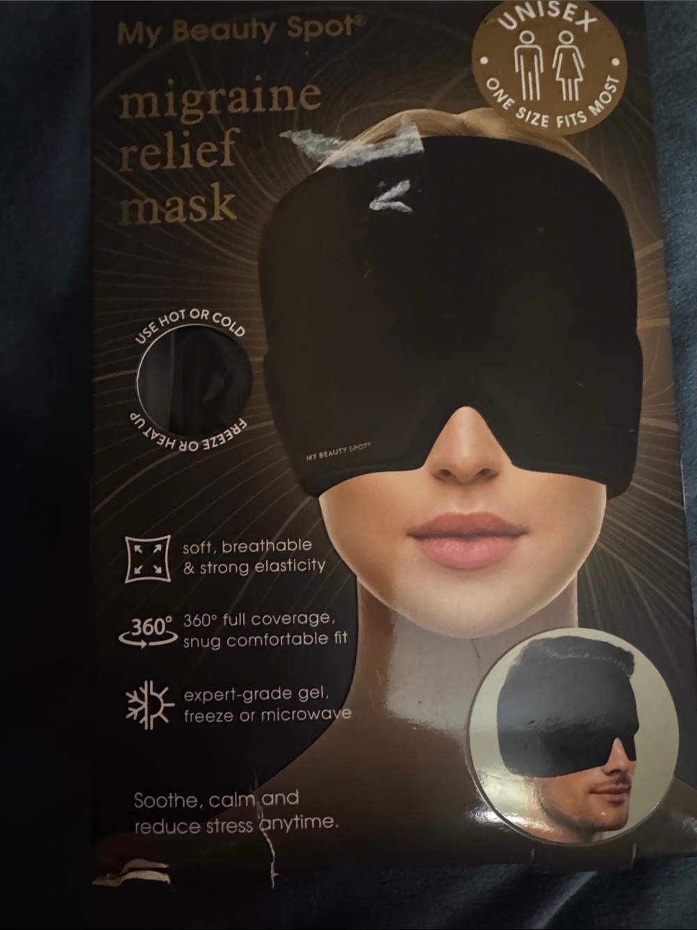 My Beauty Spot Black Migraine Relief Mask - Soothing Hot/Cold Therapy